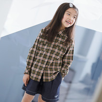 Dioshi childrens clothing ~ (spot) school good partner ~ Tenci knock soft profile plaid shirt ~ worm ring home