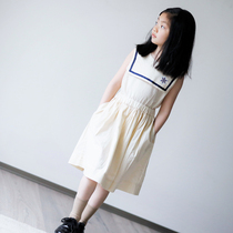 Persimmon childrens clothing ~ (spot) air-filled Navy Collar Linen holiday dress ~ worm home