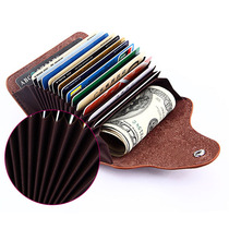 New button organ card bag Korean version of Mens Womens multi card leather couple card clip drivers license bag simple bag