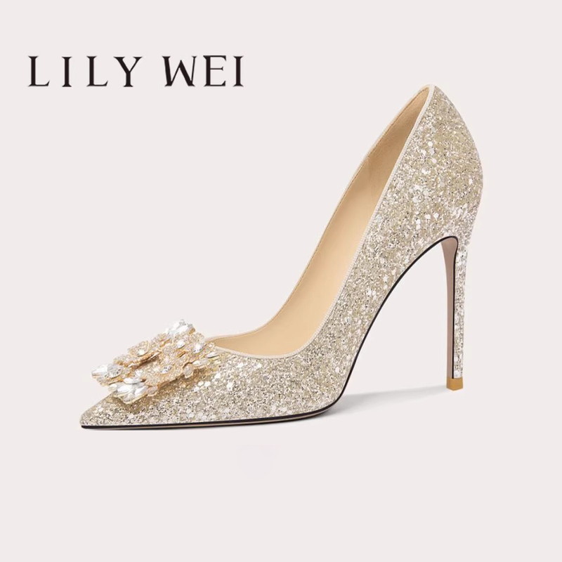 Lily Wei【Starlight】French-Style Elegant High-Heeled Shoes, Wedding Shoes, Xiuhe Wedding Dress, Small Size 31 Lily Wei【Starlight】French-Style Elegant High-Heeled Shoes, Wedding Shoes, Xiuhe Wedding Dress, Small Size 31