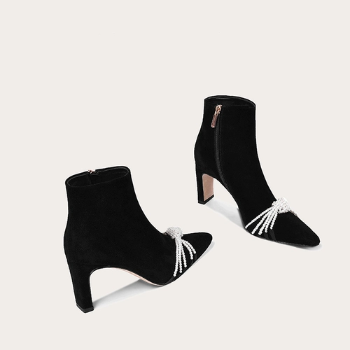 Lily Wei Утепленные короткие сапоги, универсальные туфли, французский стиль, большой размер, в корейском стиле