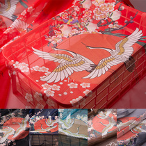 Spring and summer 30D Tencel chiffon positioning printing fabric ancient costume Hanfu big sleeve shirt crane momingyue plum fabric