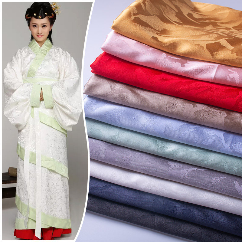 Spring and summer Qianshan bird simulation silk jacquard satin elastic Hanfu costume fabric handmade skirt horse skirt fabric