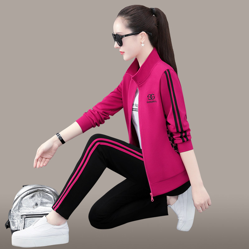 BBQ sports suit women's spring autumn 2022 new fashion casual clothing foreign palate to wear a running suit for three sets