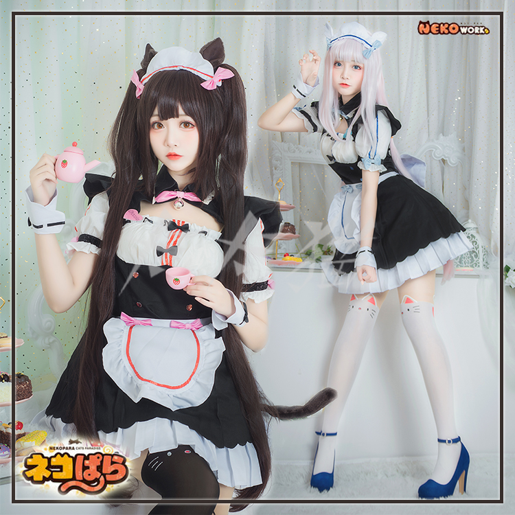 Chocolate Chanson Blue Maid Dress COS Clothing Wig Tail Ear Shoes Full