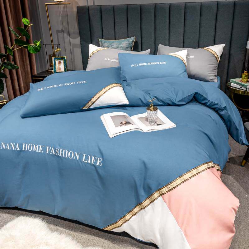 Light Extravagant Four Sets Pure Cotton Full Cotton All Season Universal Pure Color Minima Cover Nude Bed Linen Bed Linen Bed bedding