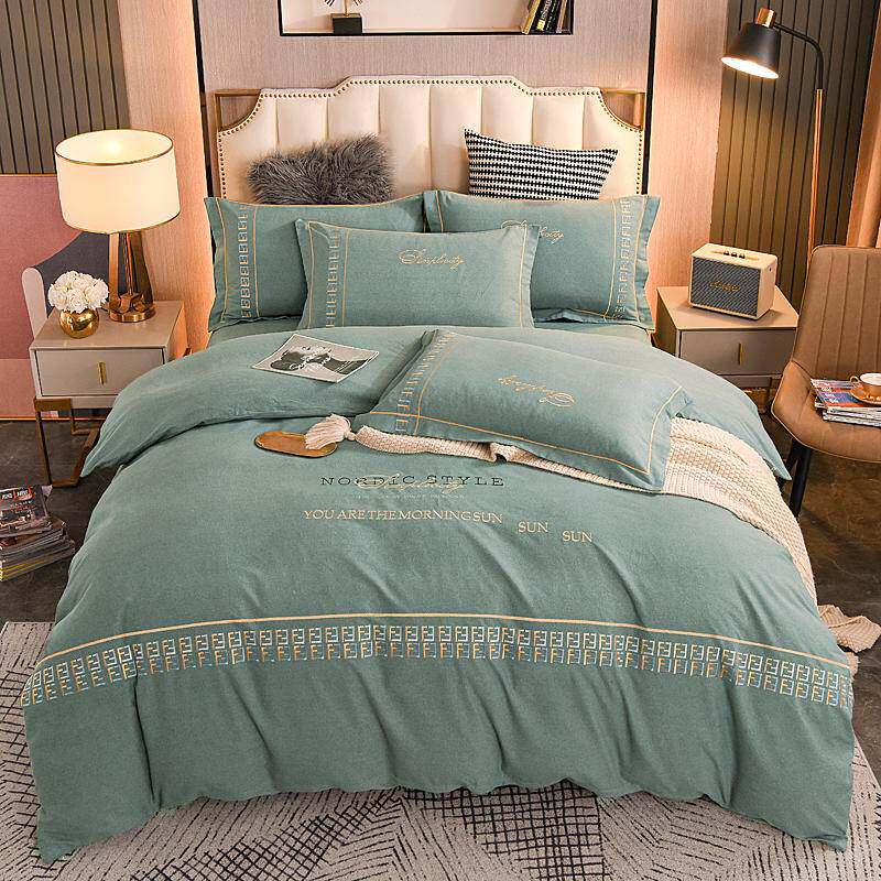 Grinding of four sets of full cotton pure cotton 100 upscale bed linen cover thickened warm autumn winter brief bed on supplies 4