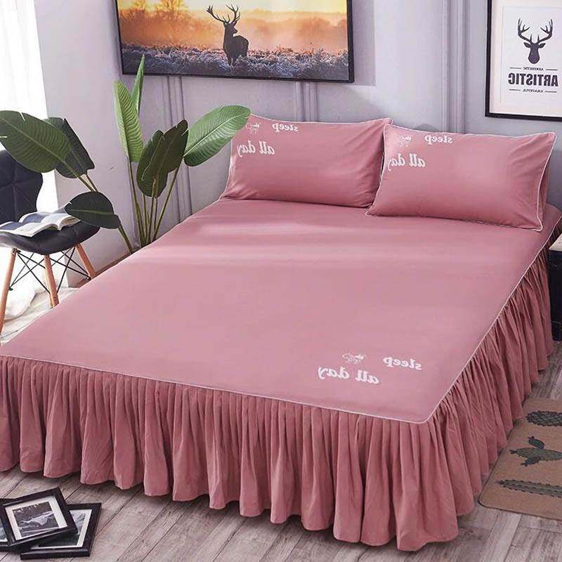 Superior Bed Bed Skirt Single piece skirt pure color anti-slip dust all cotton pure cotton simple bed