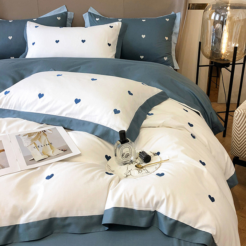 Light extravaganza of four pieces of pure cotton full cotton high-end atmosphere brief about four seasons universal naked sleeping bed linen bed bedding