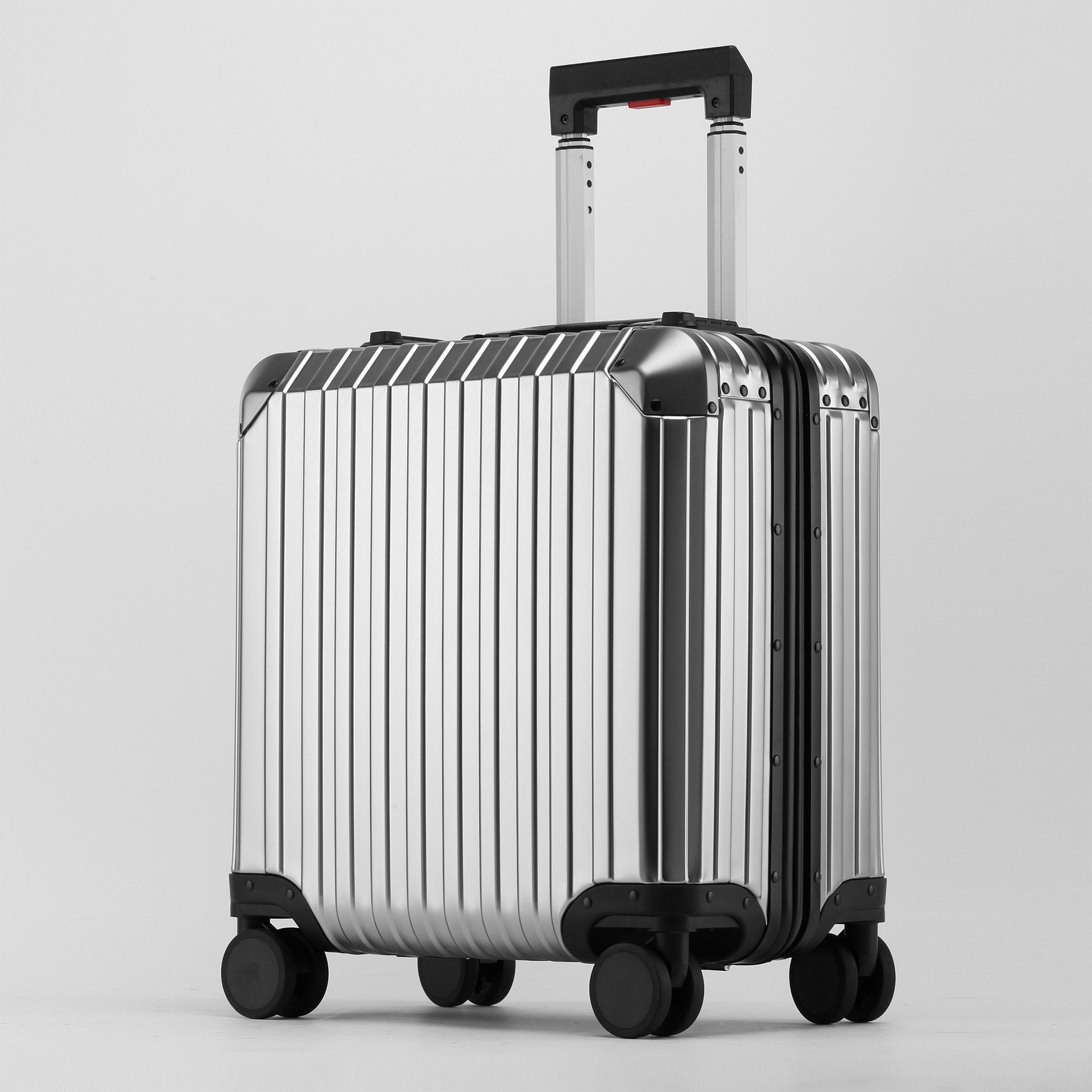 Aluminum-magnesium alloy computer business trolley case 18 inch male suitcase female metal box small size suitcase boarding case