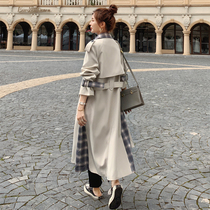 Trench coat womens long Korean version of loose 2021 autumn clothes New British style temperament pop small man coat coat