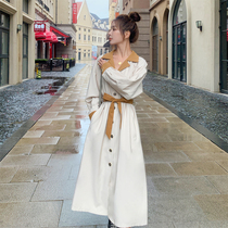 French colorblock shirt dress women Autumn 2020 new small man long sleeve waist temperament Hepburn dress