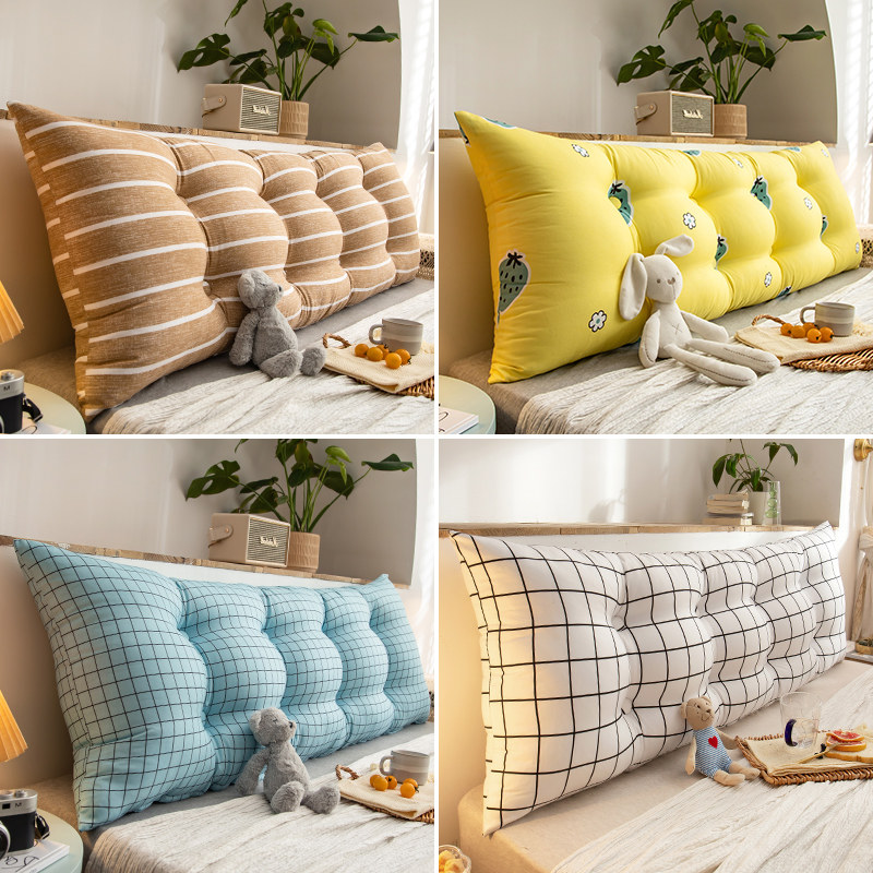 Minimalist washed cotton bedside cushions Soft bunk beds Back to pillows with pillow large backrest Padded Sofa with pillowable backrest cushion-Taobao