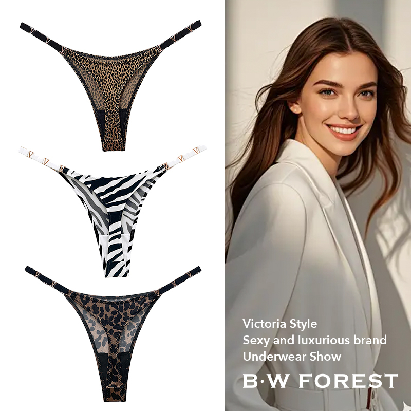 Victoria French-Style Leopard Print Sexy Panties for Women, Summer Thin Style, Pure Desire 2025 New Thin Thong Briefs