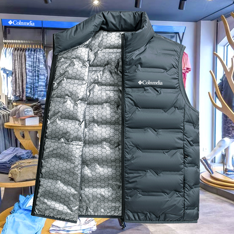 Colin's Autumn and Winter Graphene White Duck down Vest for Men and Women, Stand-Up Collar, Warm Vest, Outdoor, Large Size, Thickened