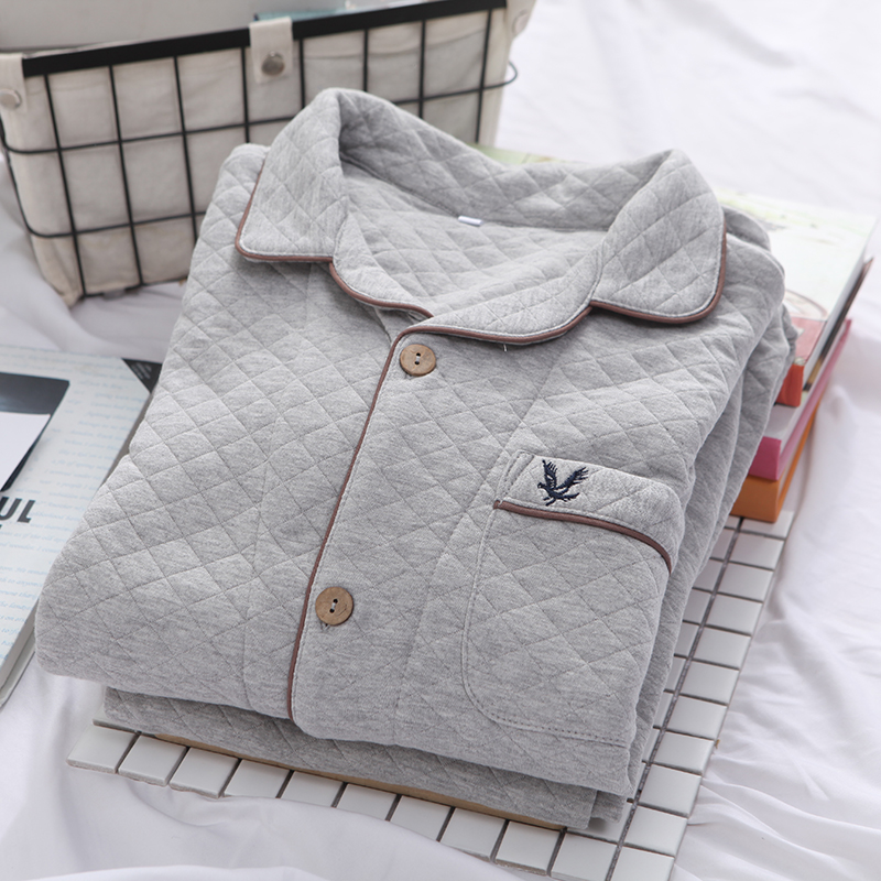 Bộ đồ ngủ cotton Nhật Bản nam mùa thu đông đồ mặc nhà