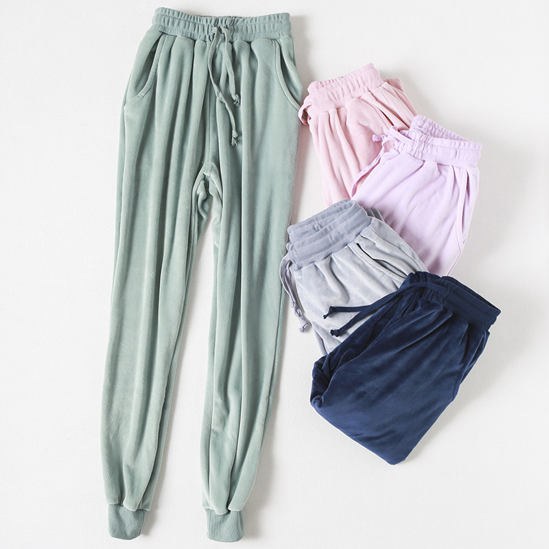 Autumn Winter Island Suede Lovers Sleep Pants Men And Women Casual Sports Yoga Loose can be worn outside large size Yard Close-up Home Long Pants