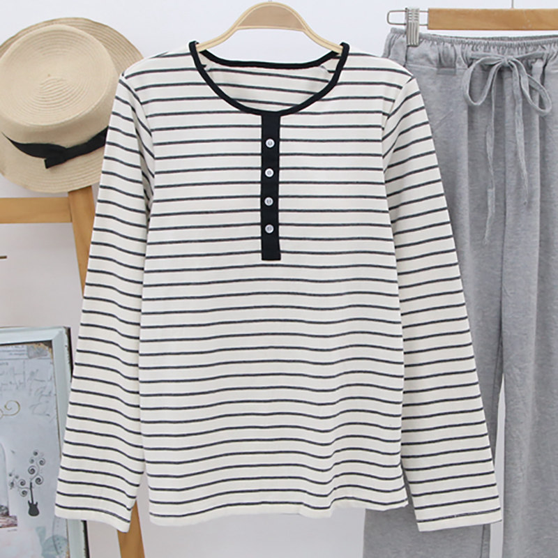 New with chest cushion Long sleeves exempt from wearing bra one-piece T-shirt pure cotton pure color thin spring autumn beating bottom home jacket jacket