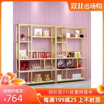 Cosmetics display cabinet beauty salon product display simple modern golden multi-layer creative irregular cosmetic cabinet