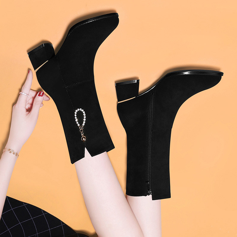 Frosted mid-cylinder boots with the new women's shoes in 2021 High heels with mum autumn and winter gush women boots