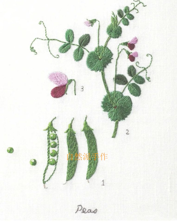 Naturist hand for green wood and sub-plant series of embroidery materials Package new dining room Decoration of new handmade film explanation