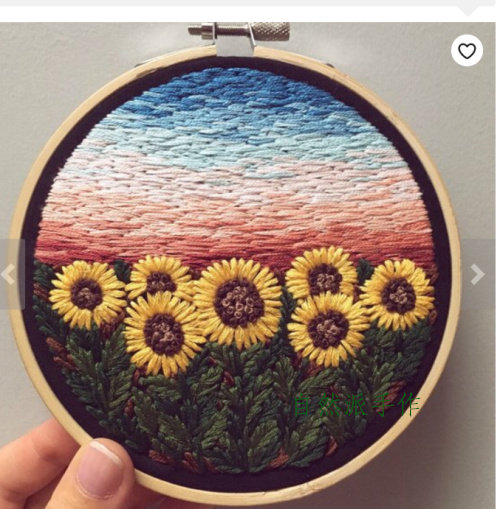 Natural hands sell sunflower landscape B embroidery material contains 15CM bamboo embroidery can be customized