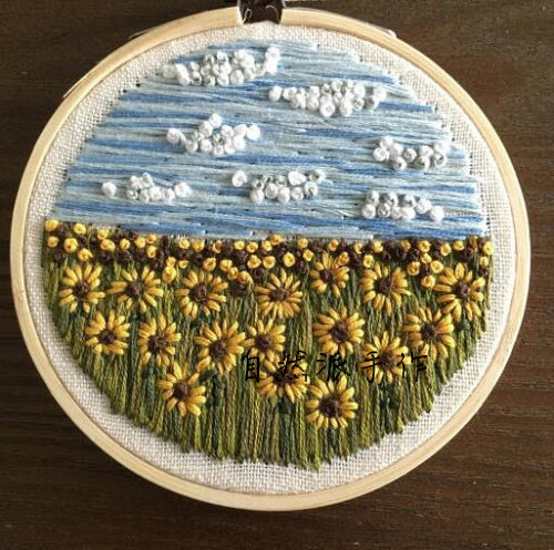 Natural school hand-made hot recommended small fresh landscape embroidery material package can be customized art decoration
