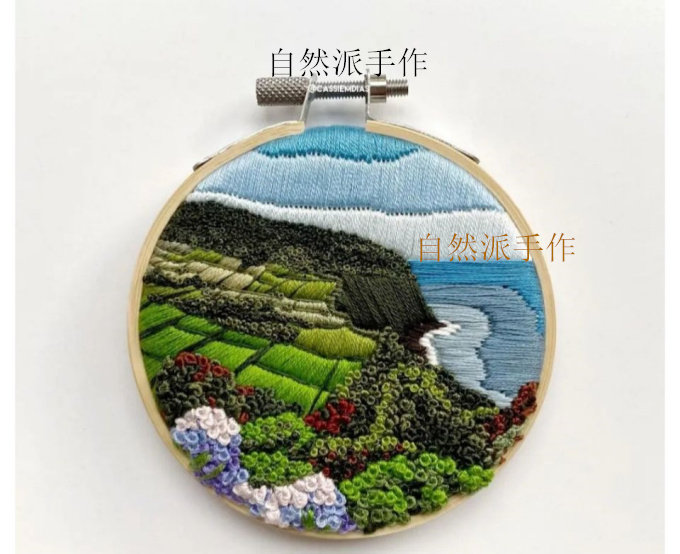 Natural style handmade mini landscape life picture embroidery material bag handmade diy