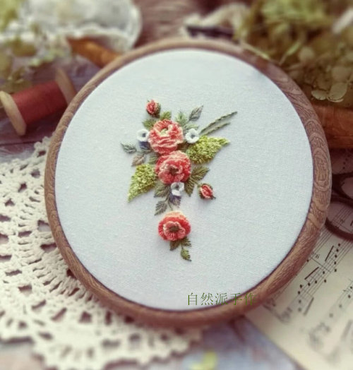 Naturist Hand for L' Ortrique Three-dimensional Rose Small Embroidery Material Bag Handmade 3D Students New Handmade Material Package embroidered