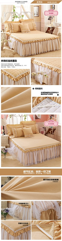 Cotton nhà dệt bộ đồ giường cotton công chúa ren váy ngủ dày chăn bông đơn giản - Váy Petti ga giường có viền