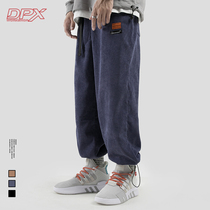 Corduroy pants mens Spring and Autumn Tide brand Europe and the United States washed old retro casual trousers loose drawstring tie pants