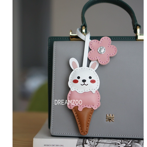 Оригинальный кролик для мороженого, брелок, кожаная подвеска, мультяшная сумка, картхолдер, белый кролик, популярно в интернете