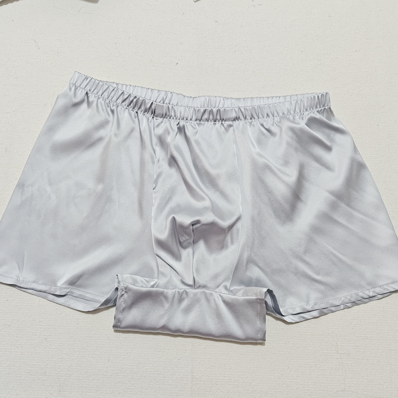 Summer Silk Stretch Men's Boxer Briefs, Skin-Friendly, Breathable, Sporty Mid-Waist Satin Boxer Briefs