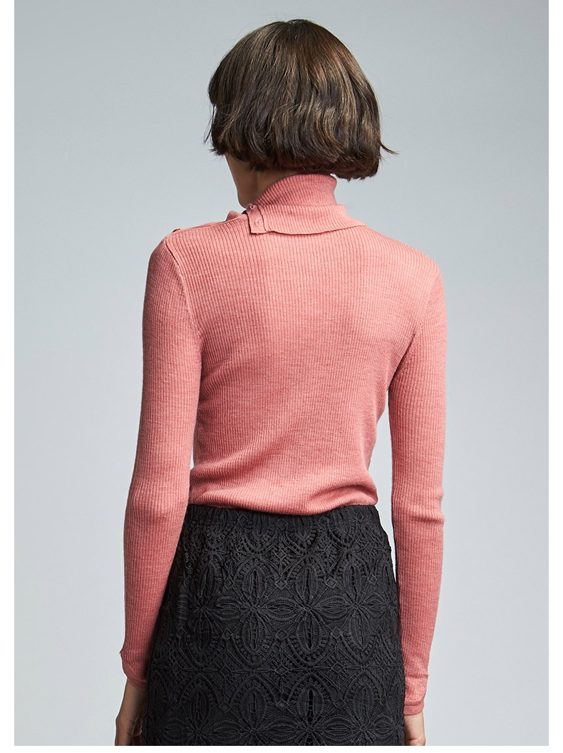 Ai Ge Etam nút trang trí Áo len dệt kim cổ cao cổ cao giữa áo len dệt kim nữ hiệu 80117115 áo khoác cardigan nữ