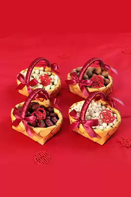 Wedding supplies wedding room decoration arrangement early birth noble son basket press bed doll arrangement storage handbag straw basket