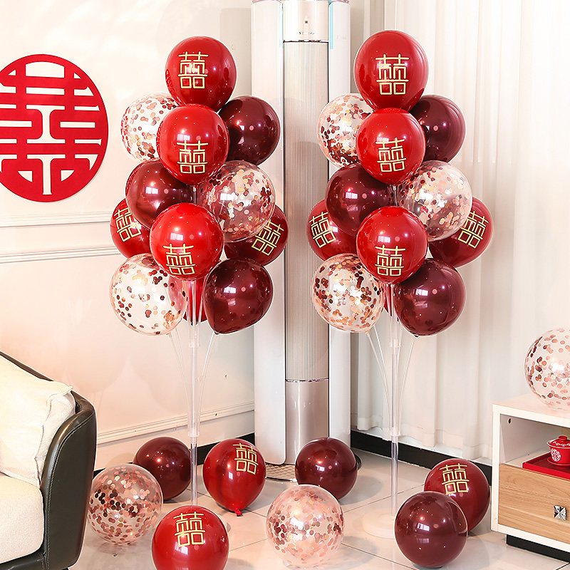 Wedding room floating balloon decoration set creative romantic wedding new room table bracket floating arrangement wedding supplies Daquan