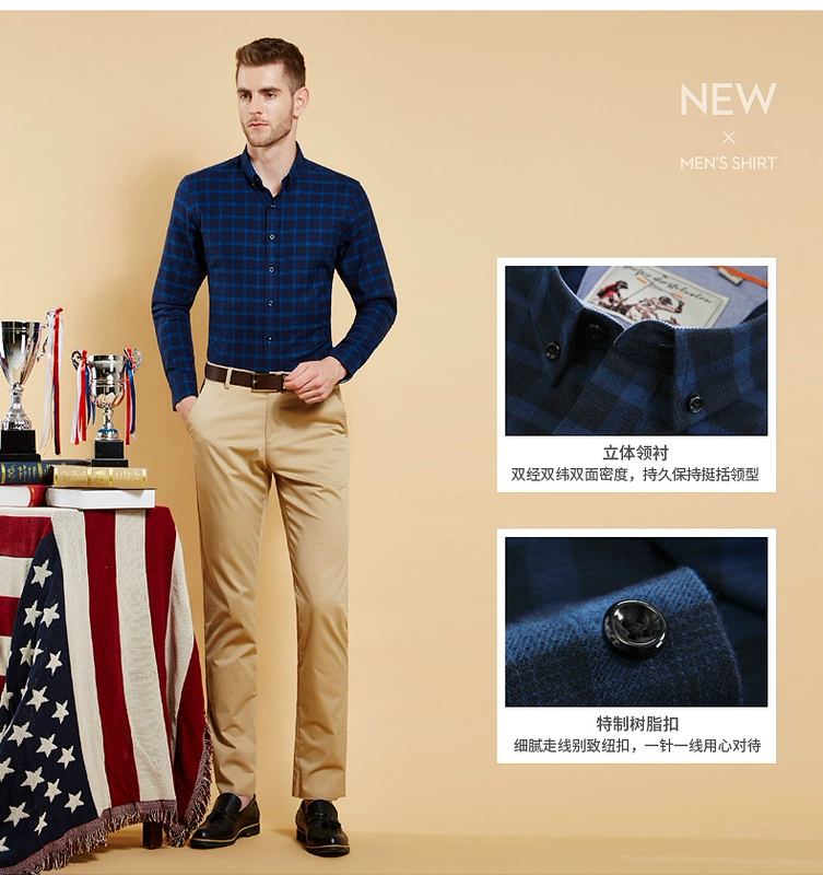 [Giải phóng mã bị hỏng] Áo sơ mi kẻ sọc dày cotton của nam dài tay mùa thu mỏng