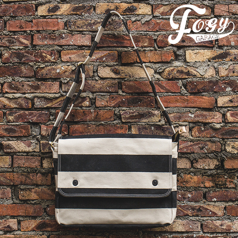 Usd 125 11 Fogy Black And White Striped Postman Bag Heavy Canvas Usd 125 11 Fogy Black And White Striped Postman Bag Heavy Canvas
