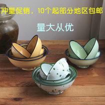 Nostalgic bowl vintage enamel bowl plate cup foreign porcelain high-foot rice bowl tableware Chinese hot pot string spicy hot pot