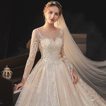 The main wedding dress 2021 bride is long-sleeved and super fairy dreams
