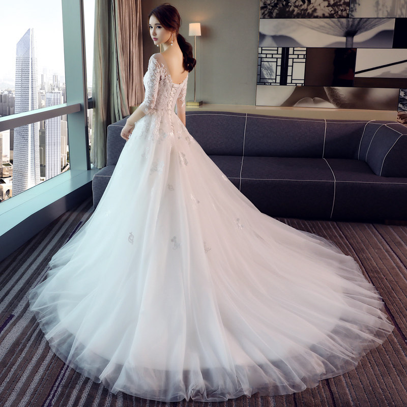 [USD 216.25] Wedding dress 2018 new Korean bride wedding word shoulder