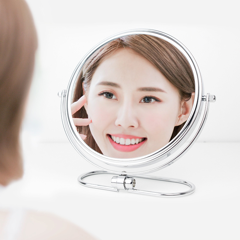 Desktop folding makeup mirror magnifies European-style double-sided mirror metal desktop dressing mirror can be hung on the wall