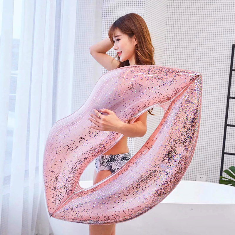 ins net red female trumpet inflatable bright sheet rose gold lip swimming pool floating sea floating bed red beak swim ring