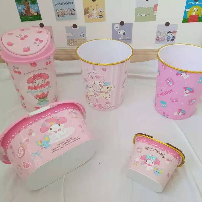 New Cartoon My Melody Portable Large-Capacity Desktop Trendy Storage Basket Tote Basket Trash Can Organizer Box