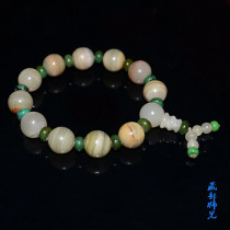 (Snow Domain Xingfo) The old tangled silk Manau heather green pine stone bracelet with a thin ribbon such as a tour silk