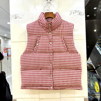 Ac6088 plaid stand collar down vest
