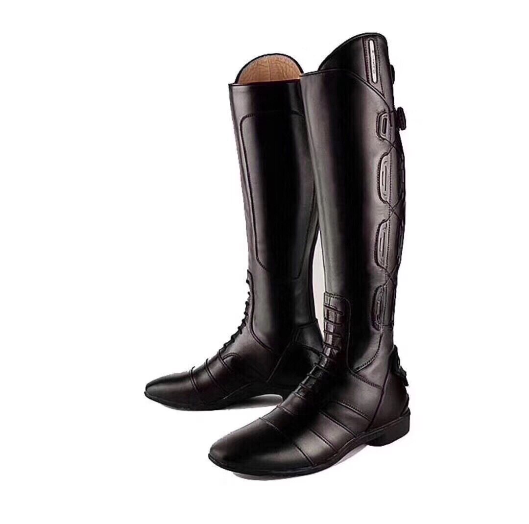 French brand imported first layer cowhide equestrian long horse boots button adjustment leg ring horse racing obstacle boots