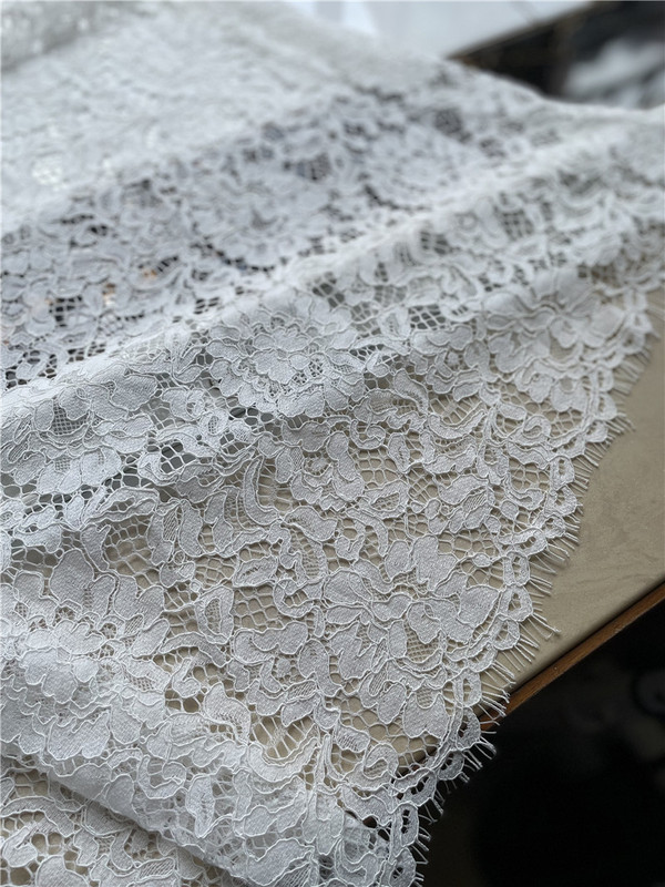 Ivory White Cotton-Blend Lace Fabric with Floral Pattern, Soft and Skin-Friendly Dress Fabric Ivory White Cotton-Blend Lace Fabric with Floral Pattern, Soft and Skin-Friendly Dress Fabric