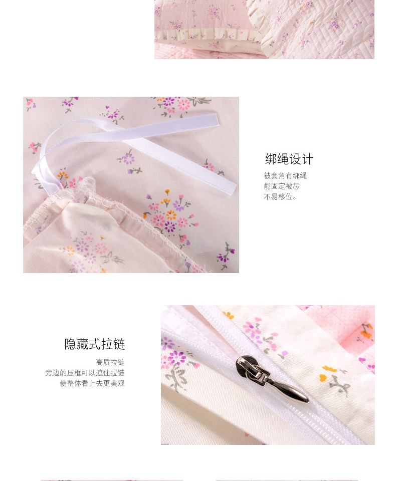 Man Kwong Hàn Quốc thời trang denim vải bông cotton ren công chúa gió mùa xuân Nghệ thuật & Thủ công mỹ nghệ mới - Bộ đồ giường bốn mảnh chăn ga gối everon