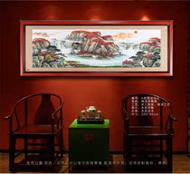 Rising sun Dongsheng landscape painting patron Feng Shui New Chinese living room Hongyun Dangdang Chinese painting Solid wood carving painting hanging painting relief